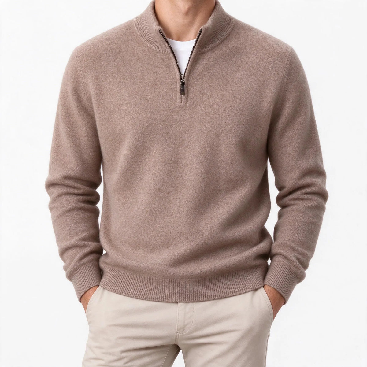Caldrex - Mock Neck Zipped Knit Jumper