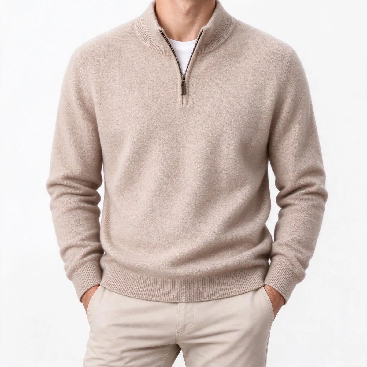 Caldrex - Mock Neck Zipped Knit Jumper