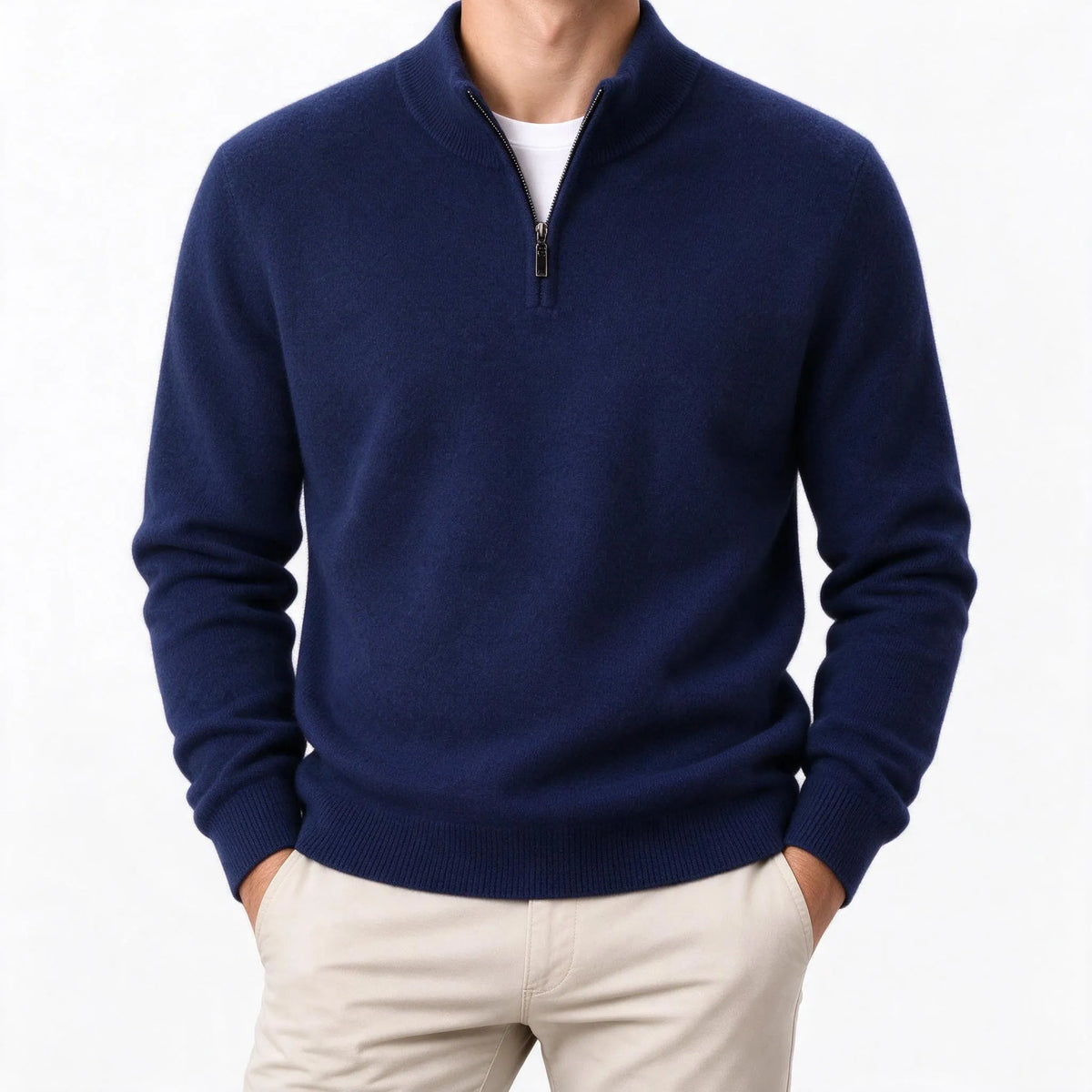 Caldrex - Mock Neck Zipped Knit Jumper