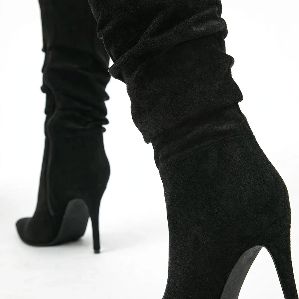 Caltira - Knee High Pointed Toe Heeled Boots