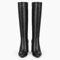 Clarona - Pointed Toe Chunky Heel Knee Boots