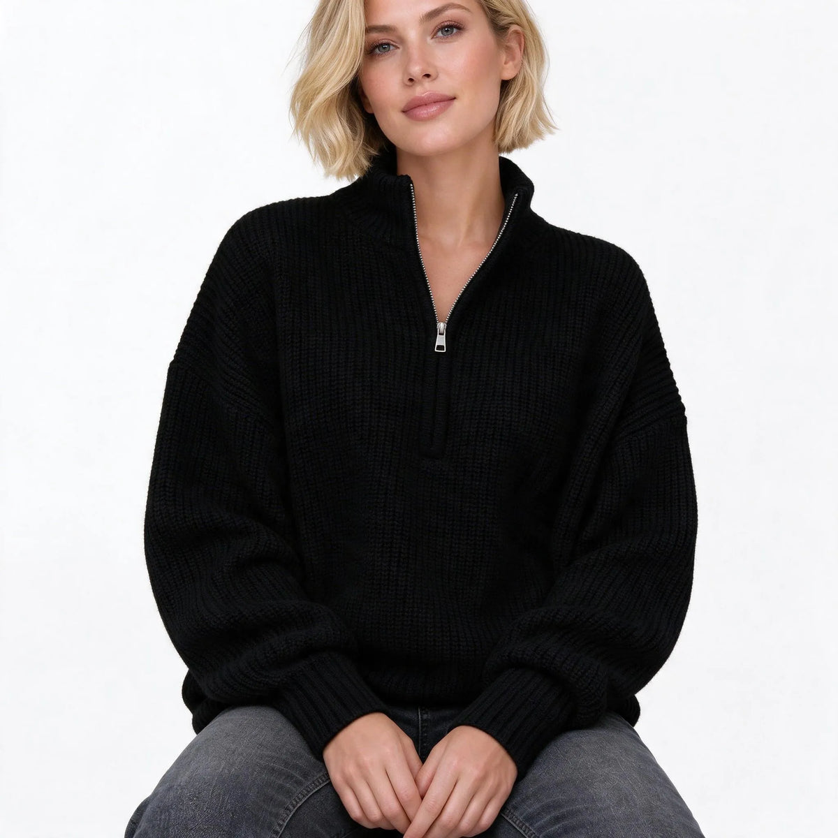 Fenril - Casual Quarter Zip Knit Jumper