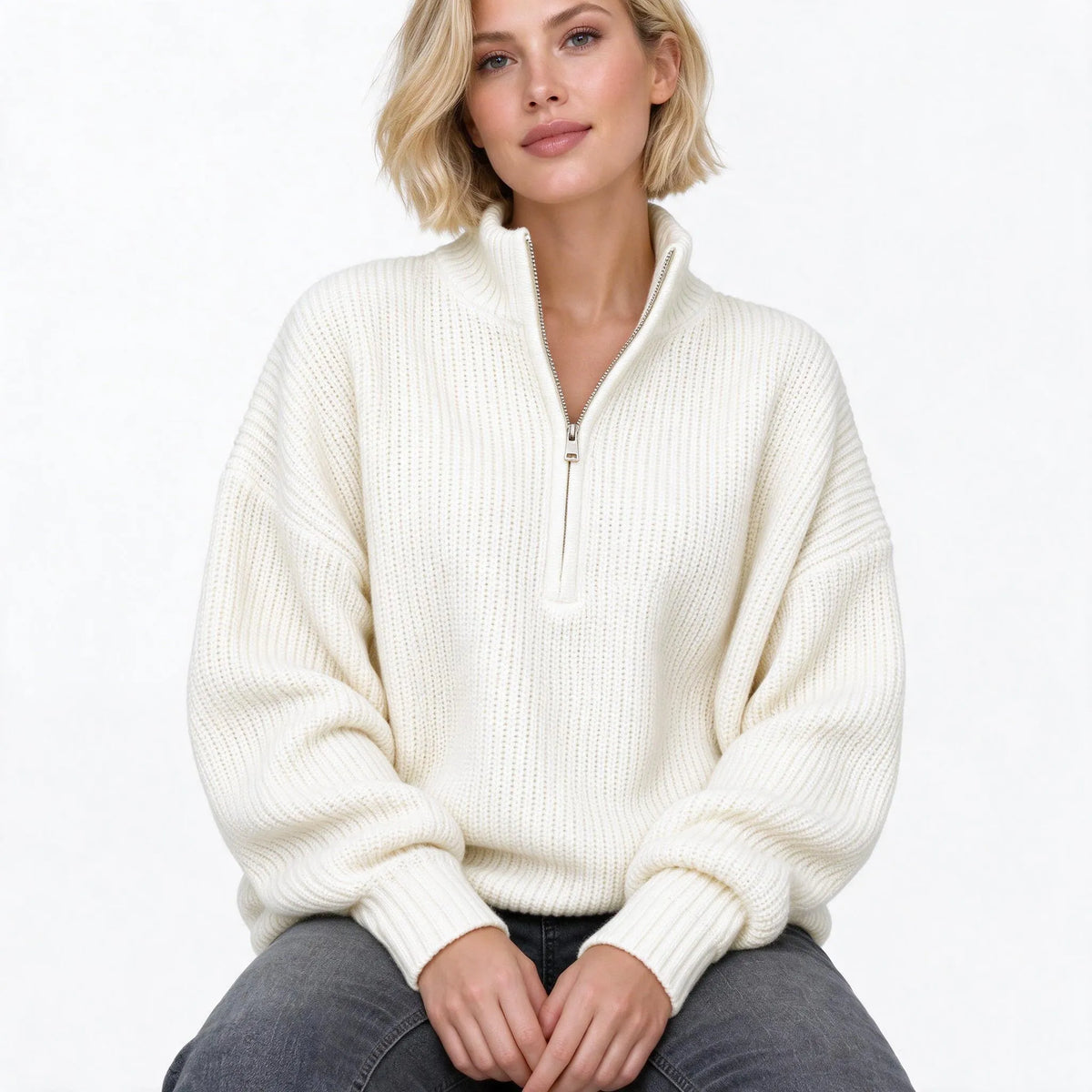 Fenril - Casual Quarter Zip Knit Jumper
