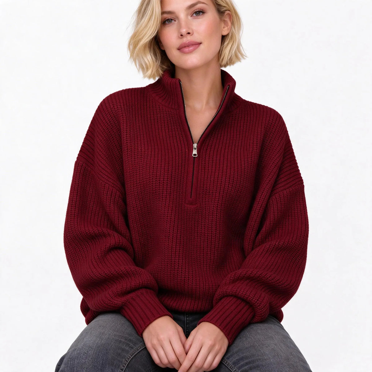 Fenril - Casual Quarter Zip Knit Jumper