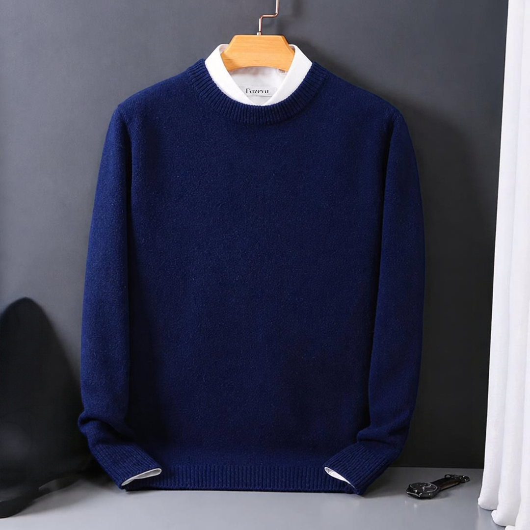Men's plain crew neck jumper with long sleeves and ribbed trims