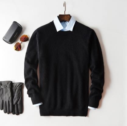 Men's ribbed knit jumper with crew neck and long sleeves
