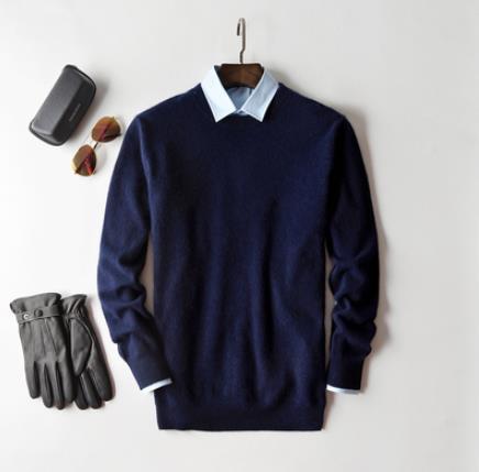 Men's ribbed knit jumper with crew neck and long sleeves