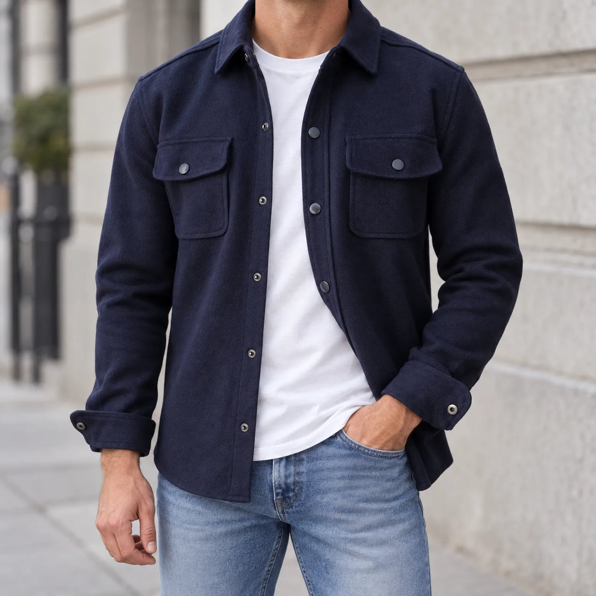 Kandor - Casual Straight Cut Popper Overshirt