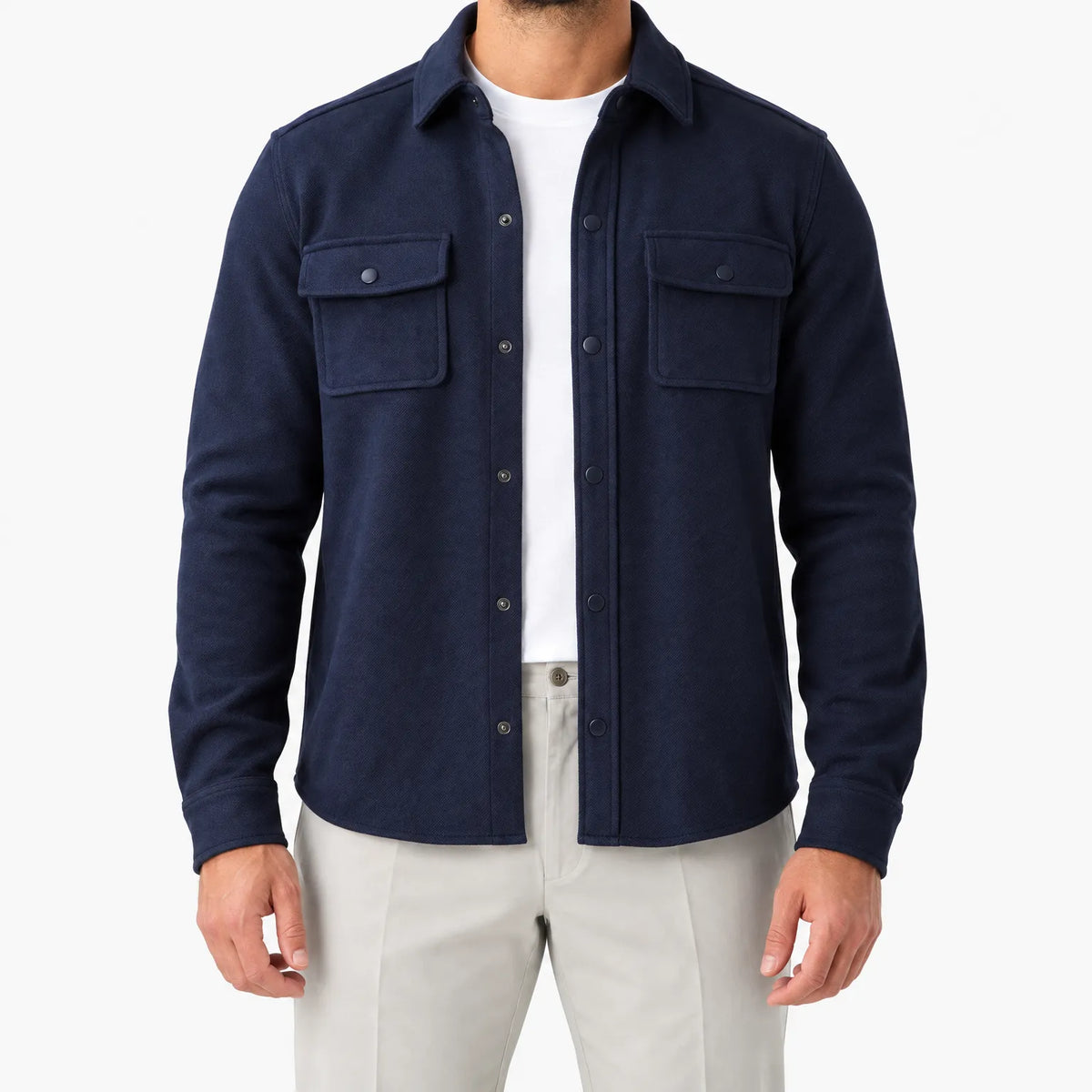Kandor - Casual Straight Cut Popper Overshirt