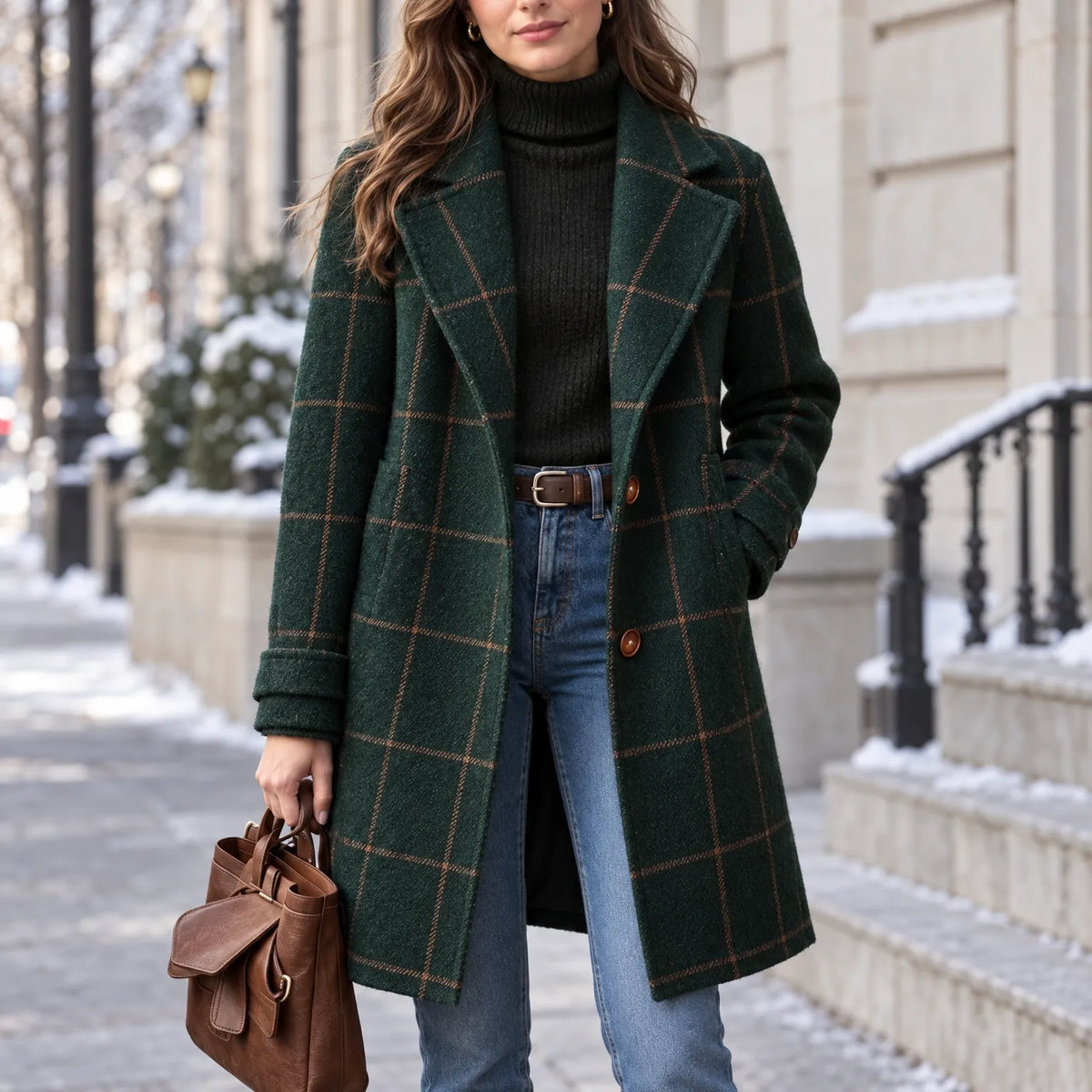 Kestrelle - Relaxed Fit Tailored Check Coat