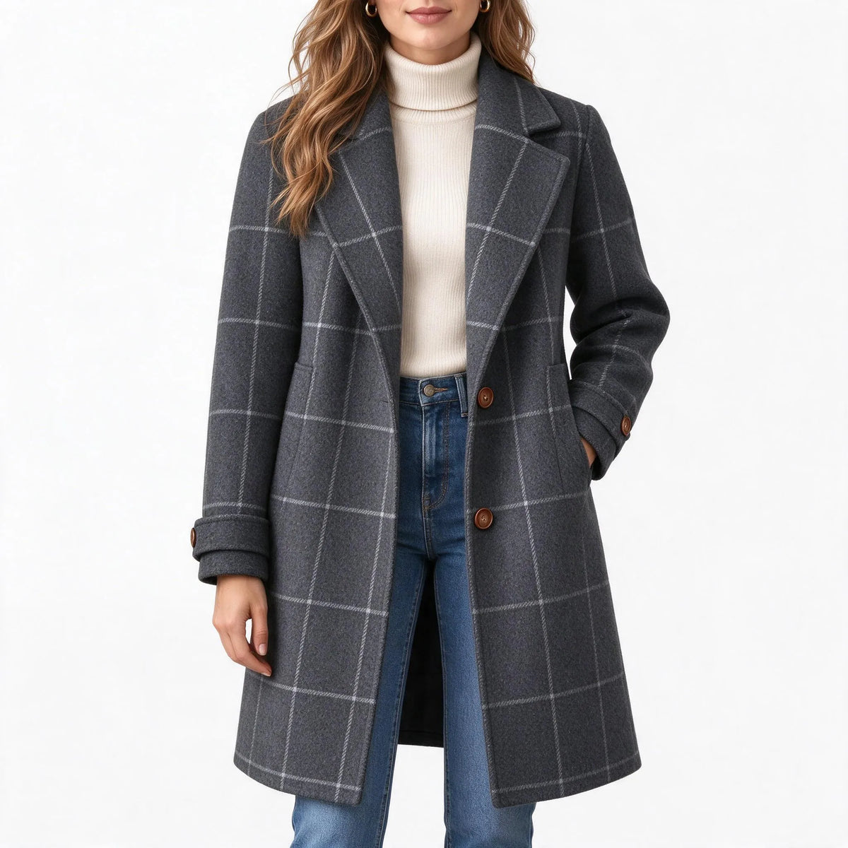Kestrelle - Relaxed Fit Tailored Check Coat