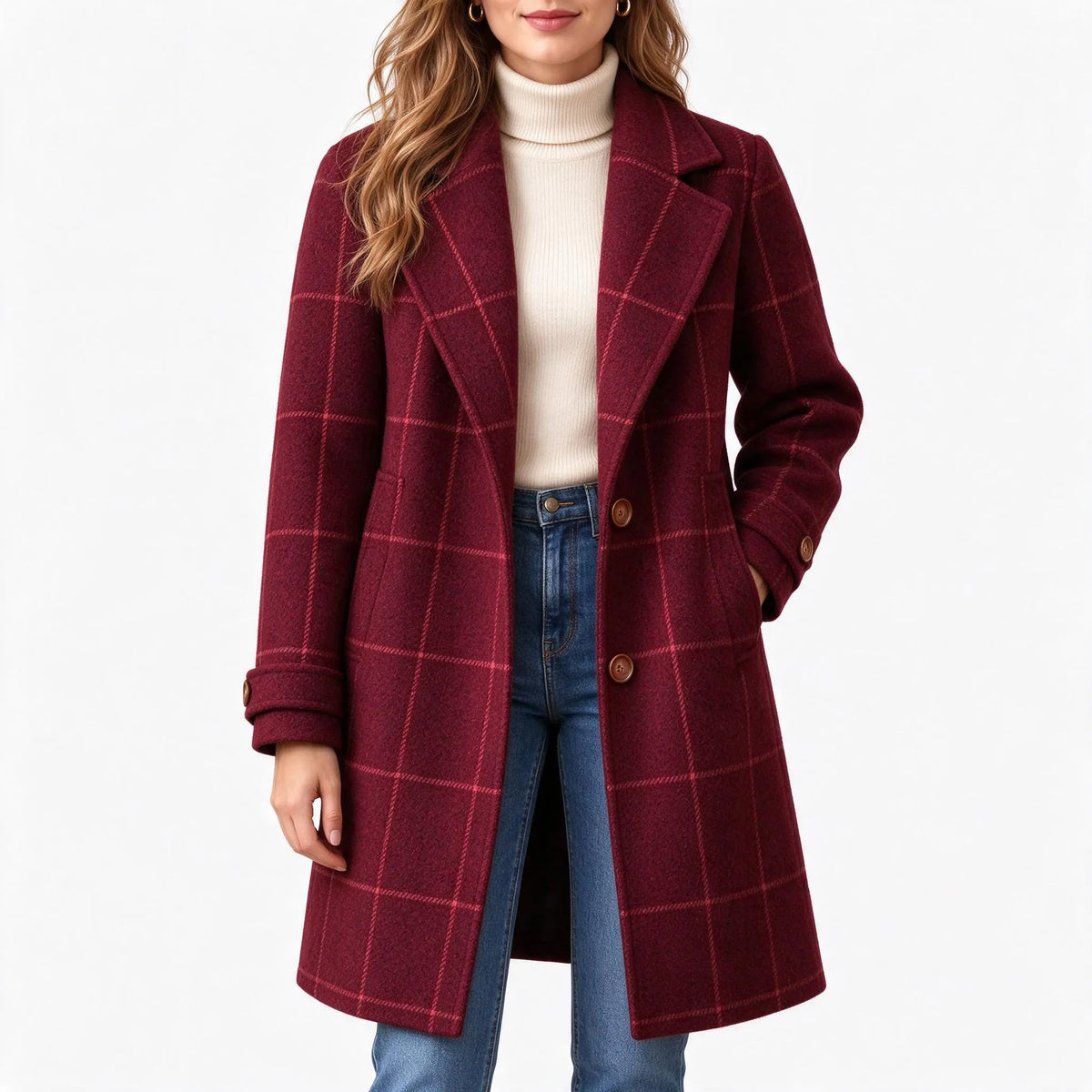 Kestrelle - Relaxed Fit Tailored Check Coat