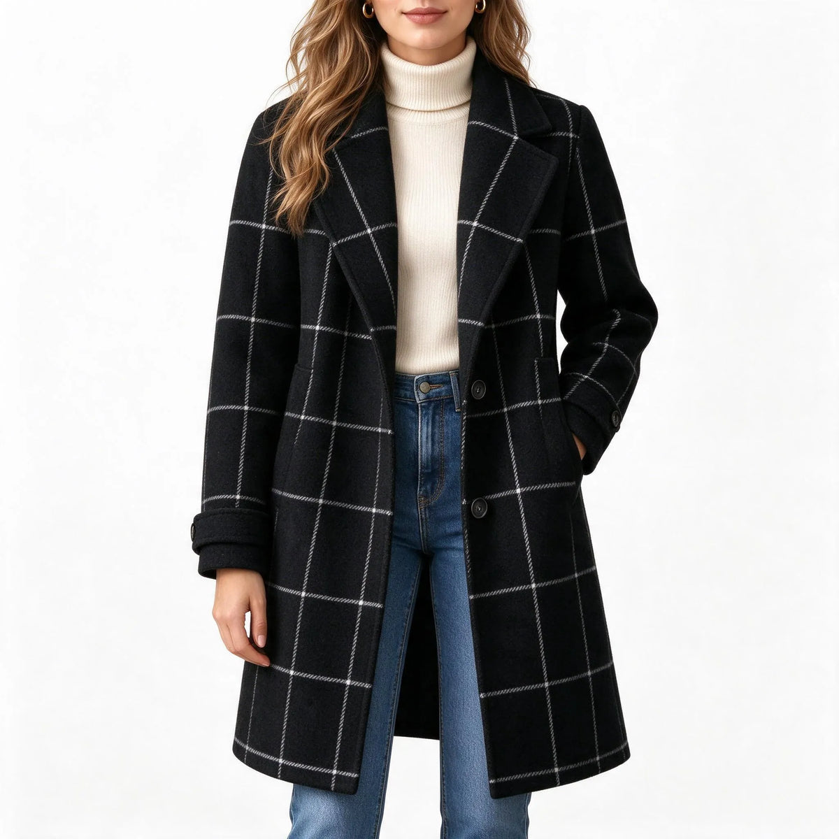 Kestrelle - Relaxed Fit Tailored Check Coat