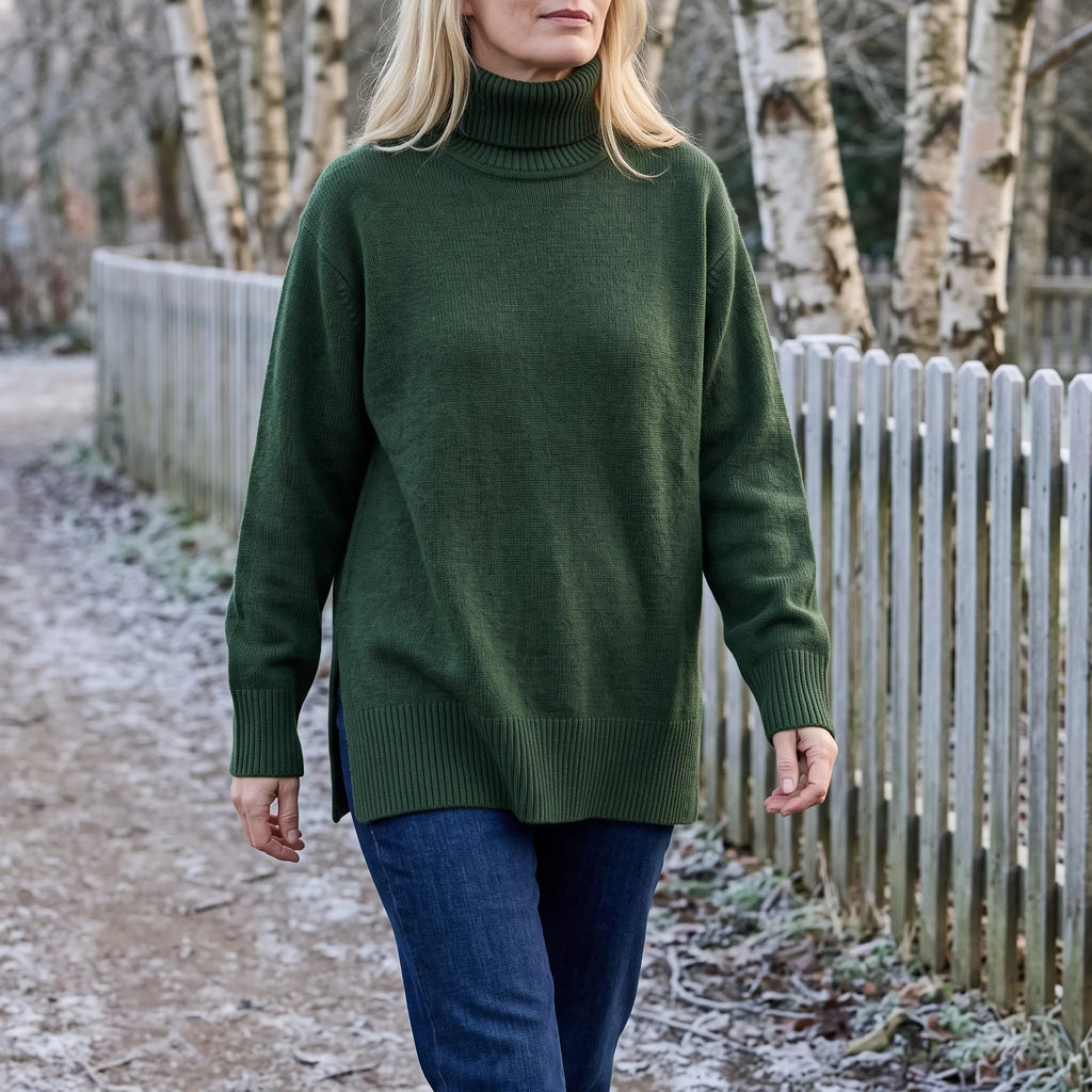 Kinturi - Relaxed Longline Turtleneck Knit Jumper