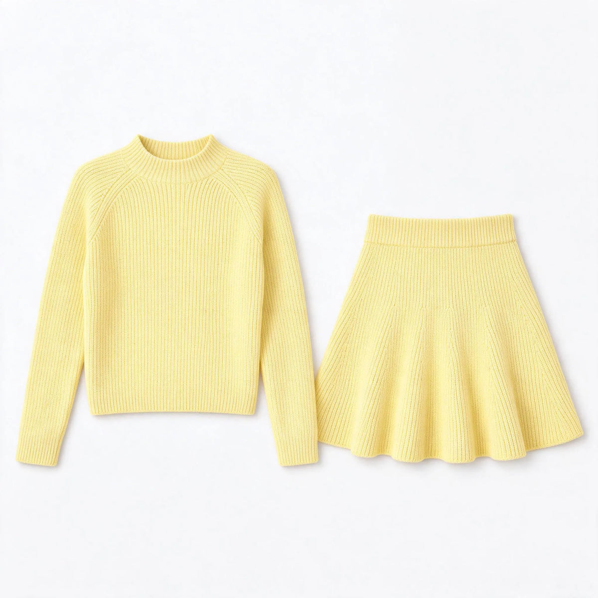 Klyndra - Ribbed Knitwear Jumper Skirt Set