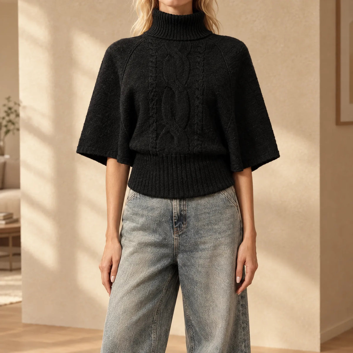 Knitra - Ribbed High Neck Jumper