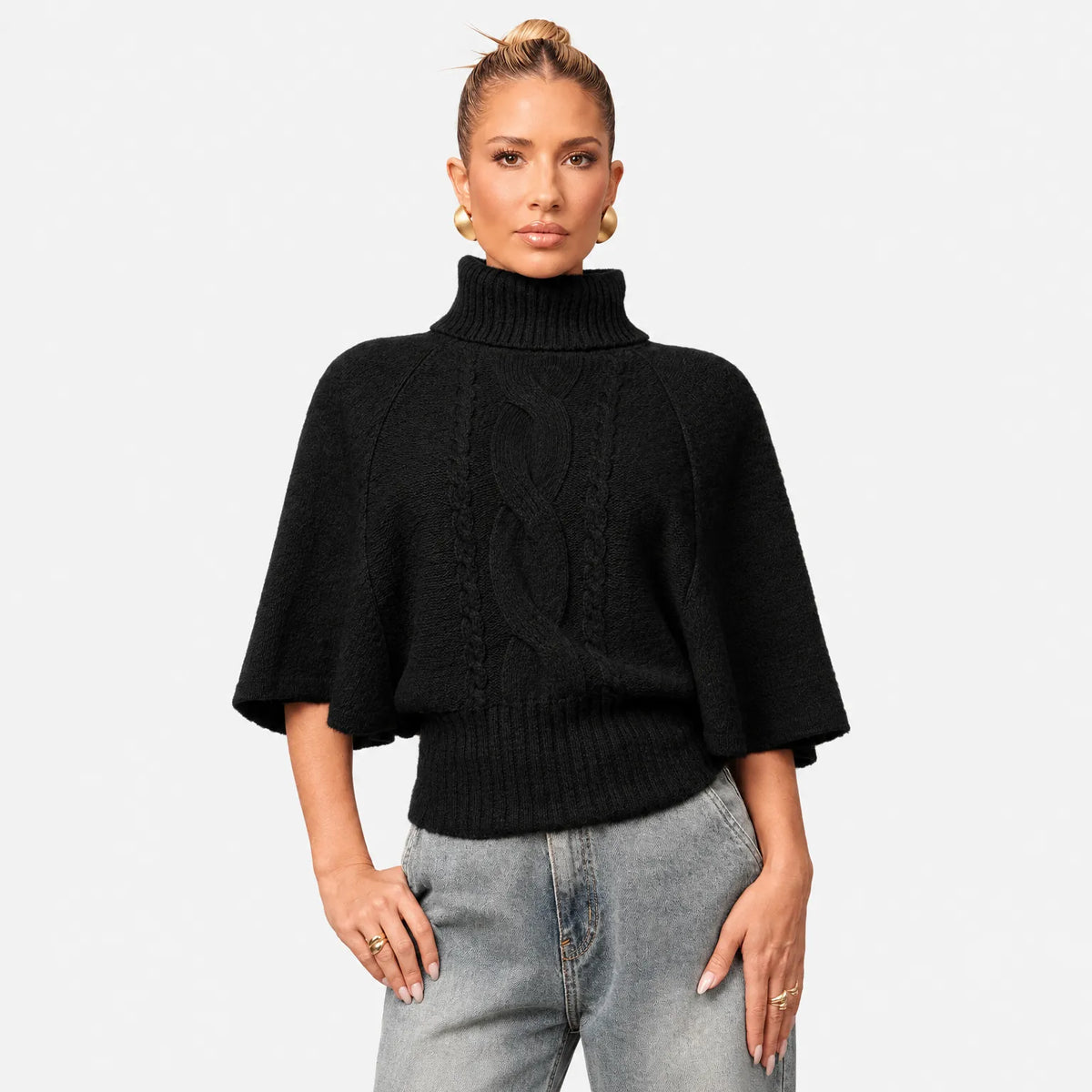 Knitra - Ribbed High Neck Jumper