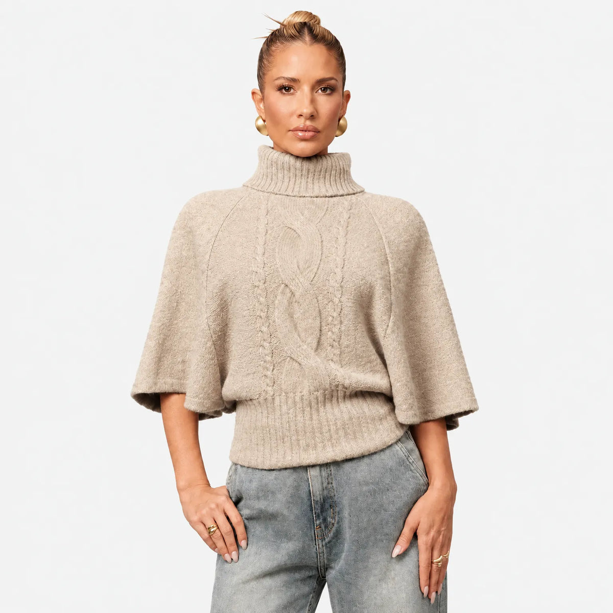 Knitra - Ribbed High Neck Jumper