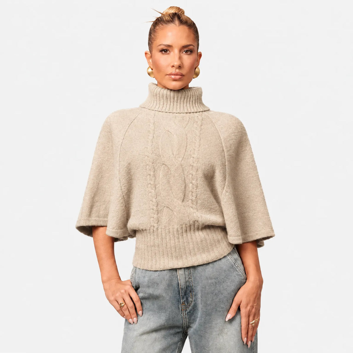 Knitra - Ribbed High Neck Jumper