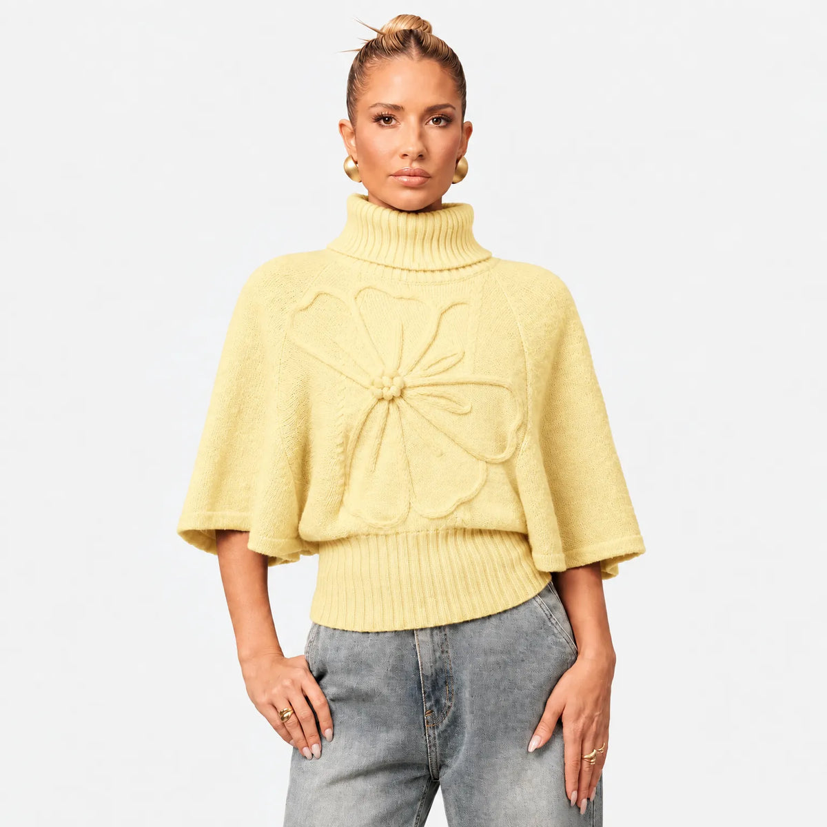 Knitra - Ribbed High Neck Jumper