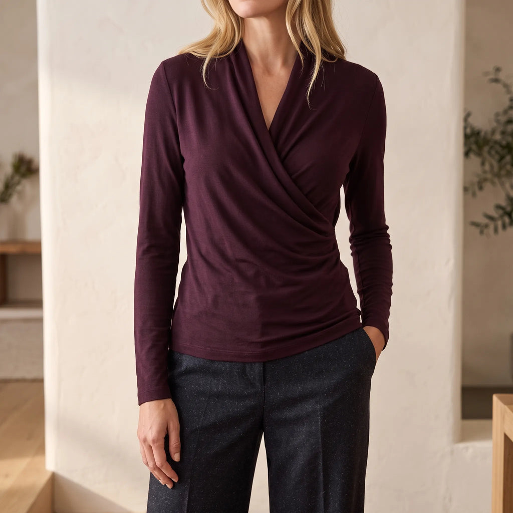 Kylani - Long Sleeve Wrap Front Top