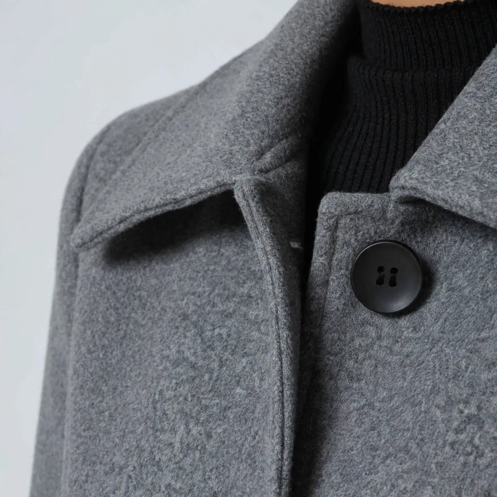 Marenth - A-Line Midi Coat With Broad Collar