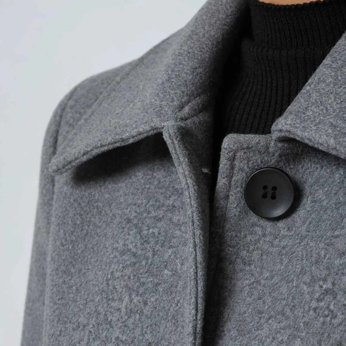Marenth - A-Line Midi Coat With Broad Collar