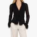 Mirette - Faux Fur Trim V Neck Cardigan