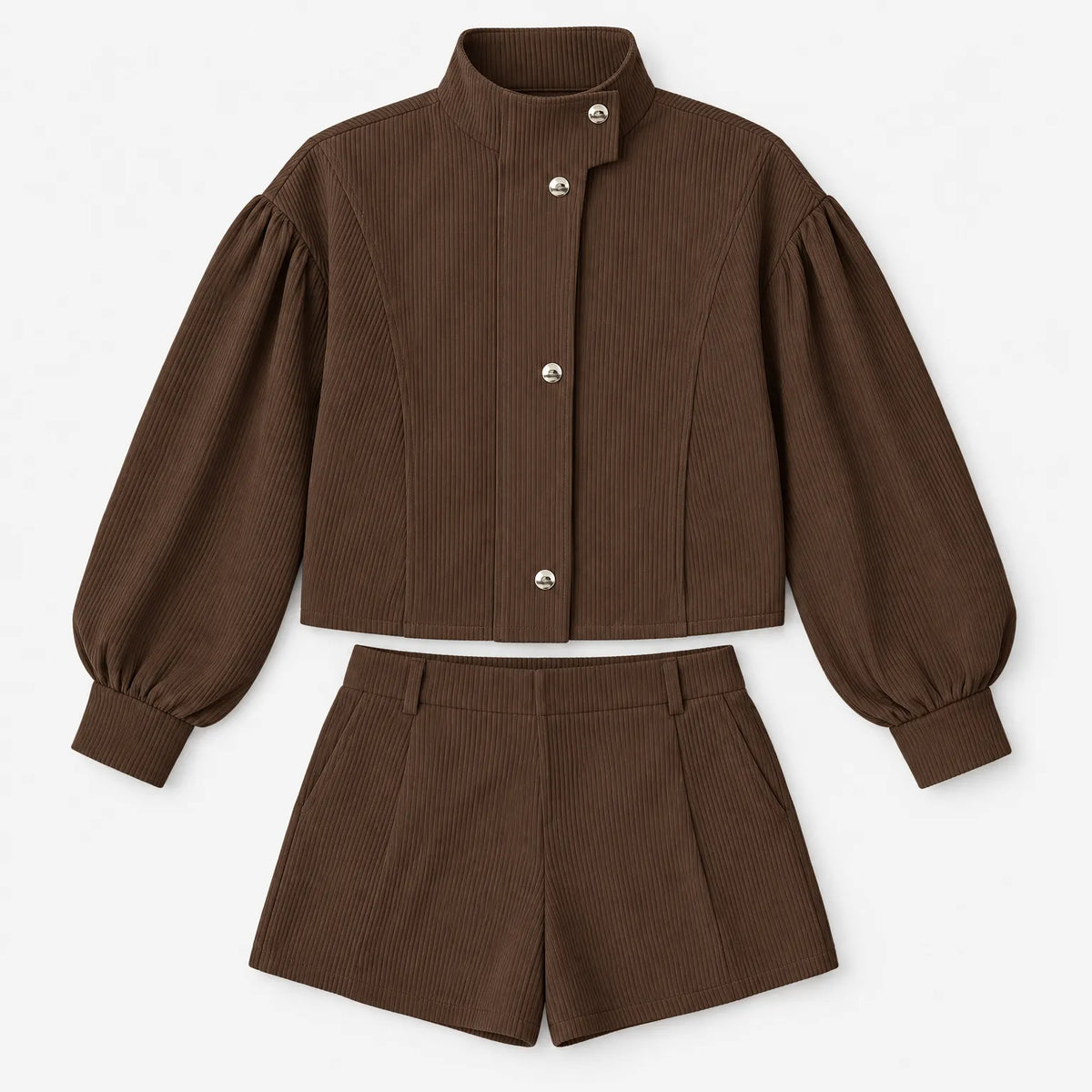 Mirupa - Textured High Neck Jacket And Shorts Set