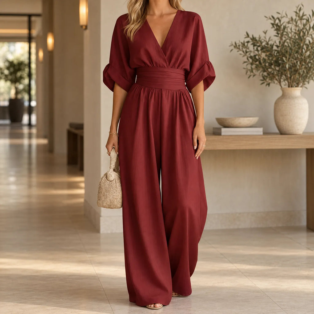 Morvane - Wide Leg Wrap Party Jumpsuit