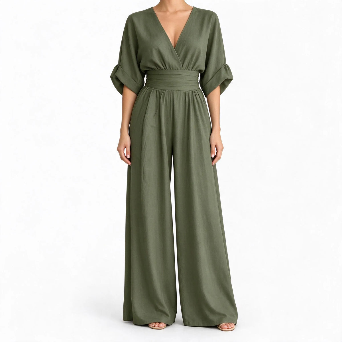 Morvane - Wide Leg Wrap Party Jumpsuit