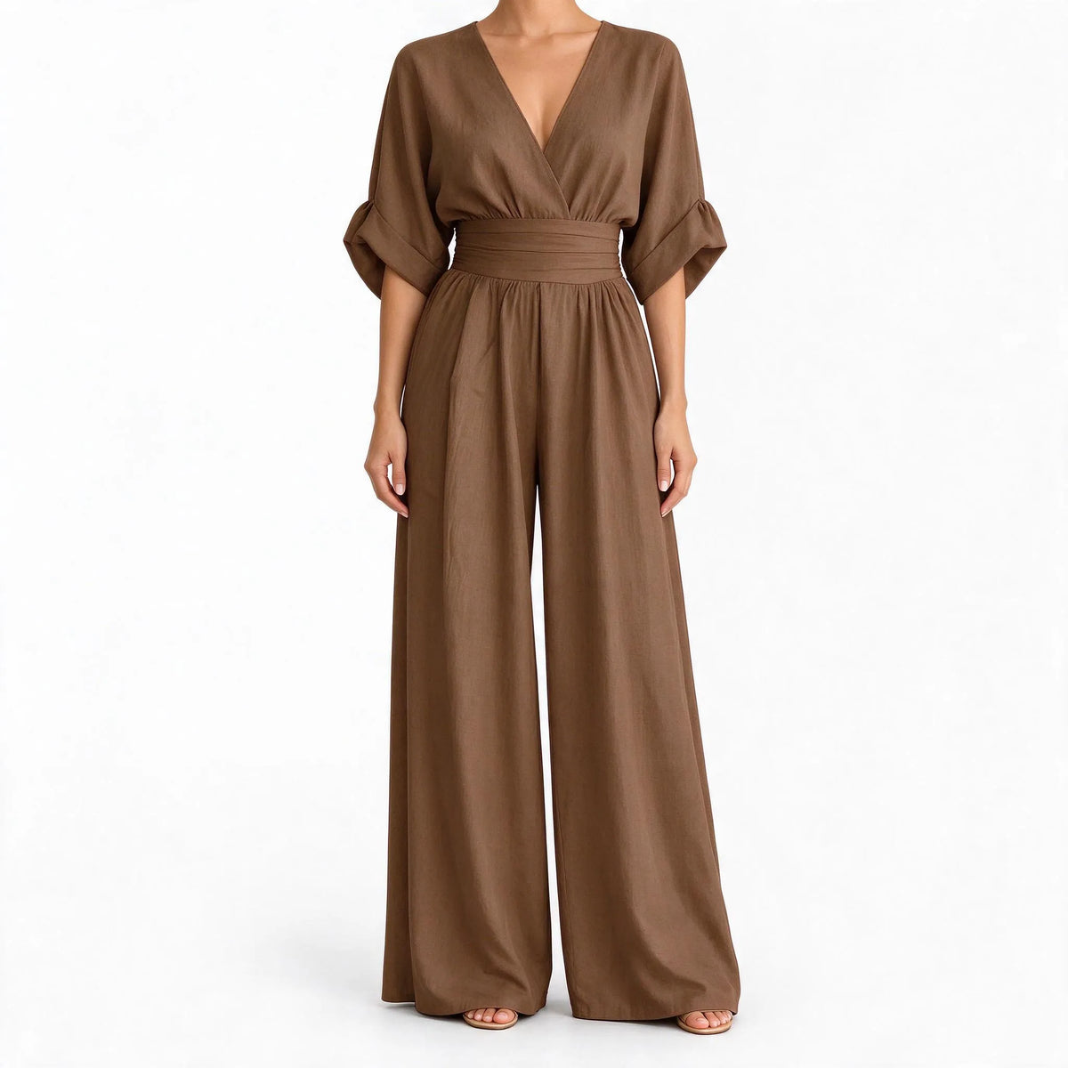 Morvane - Wide Leg Wrap Party Jumpsuit