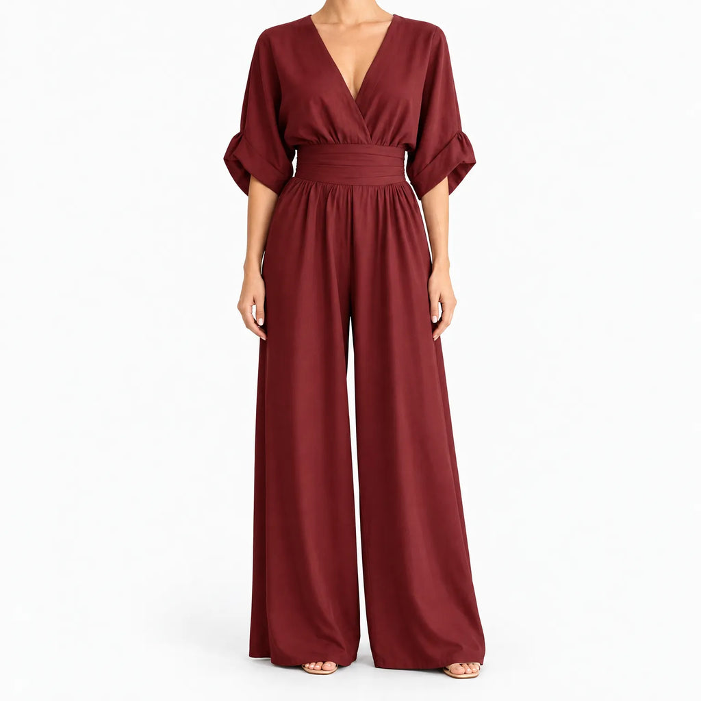 Morvane - Wide Leg Wrap Party Jumpsuit