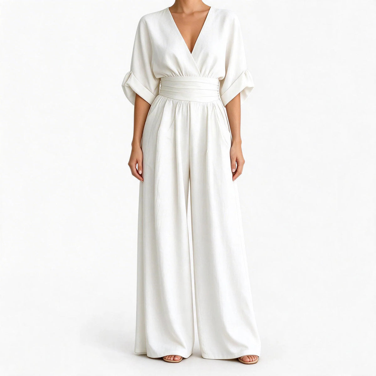 Morvane - Wide Leg Wrap Party Jumpsuit