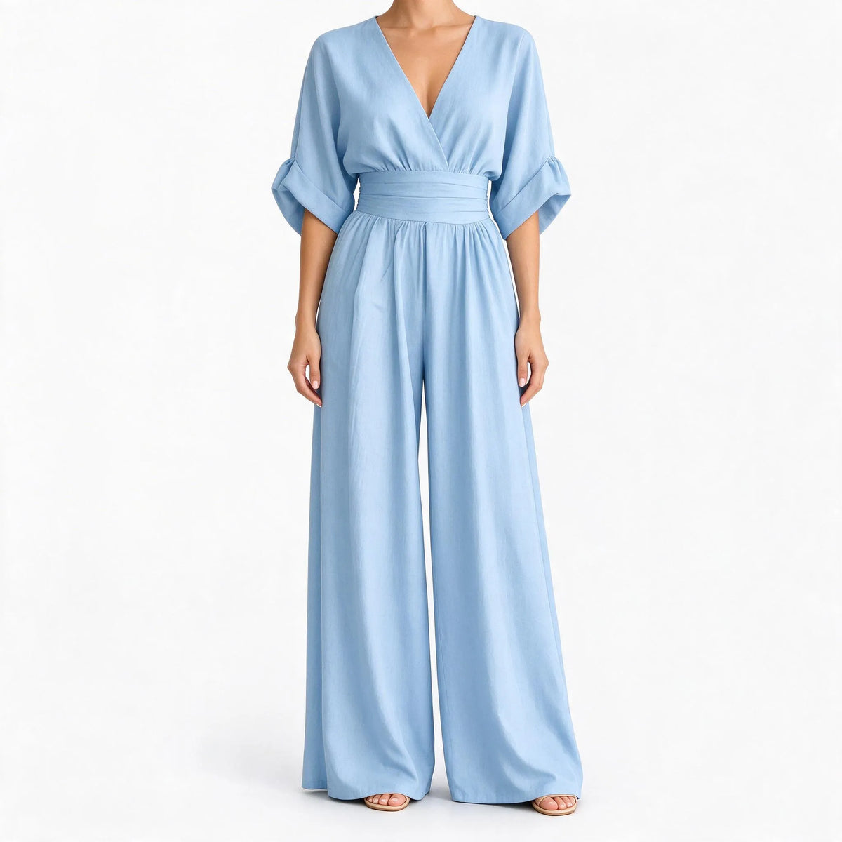 Morvane - Wide Leg Wrap Party Jumpsuit