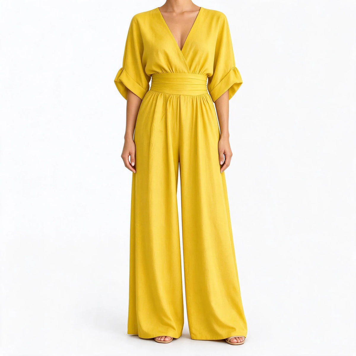 Morvane - Wide Leg Wrap Party Jumpsuit