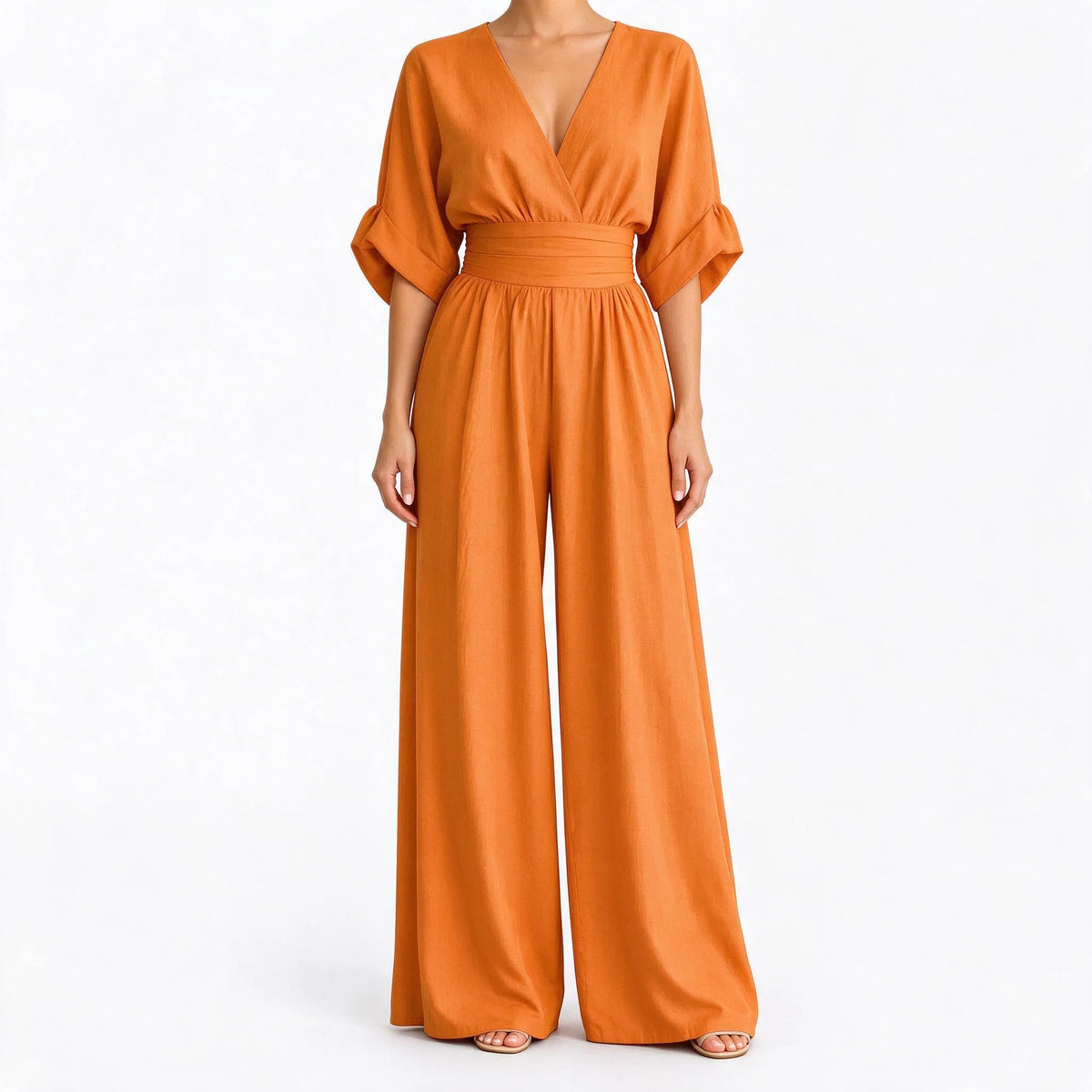 Morvane - Wide Leg Wrap Party Jumpsuit