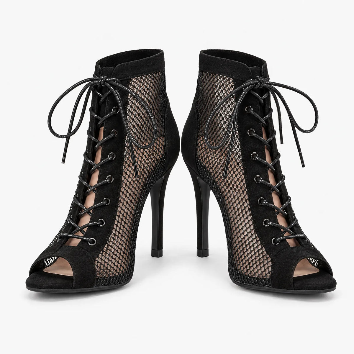 Novara - Peep Toe Heeled Ankle Boots