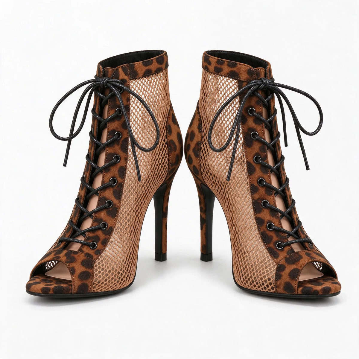 Novara - Peep Toe Heeled Ankle Boots