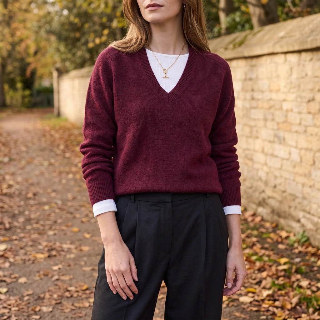 Pemrick - Classic Relaxed V-Neck Knitted Jumper