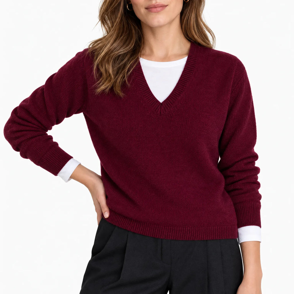 Pemrick - Classic Relaxed V-Neck Knitted Jumper