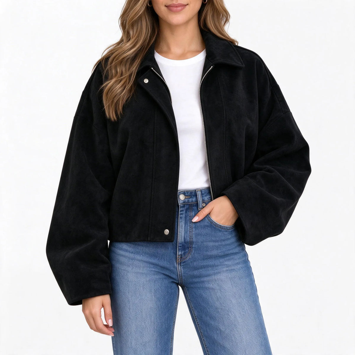 Solmera - Women Relaxed Collar Bomber Jacket