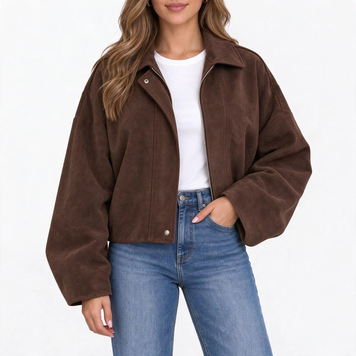 Solmera - Women Relaxed Collar Bomber Jacket