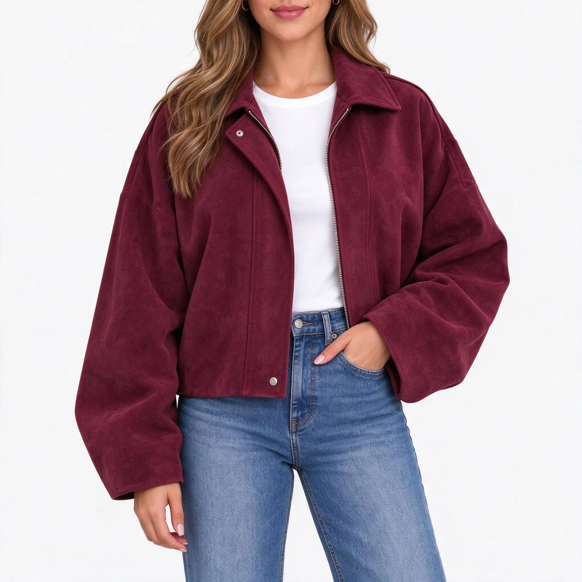 Solmera - Women Relaxed Collar Bomber Jacket
