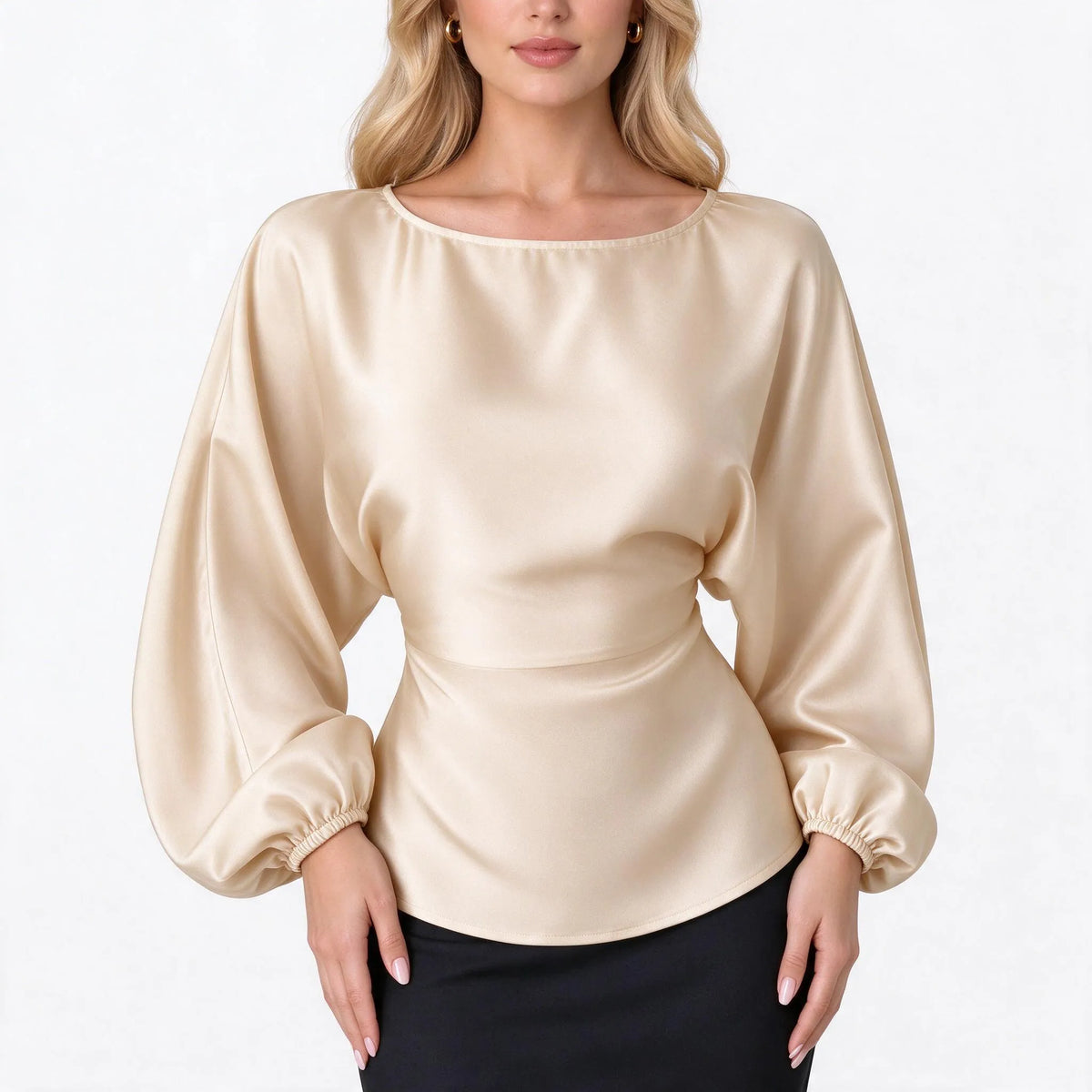 Solvane - Long Sleeve Boat Neck Women Blouse