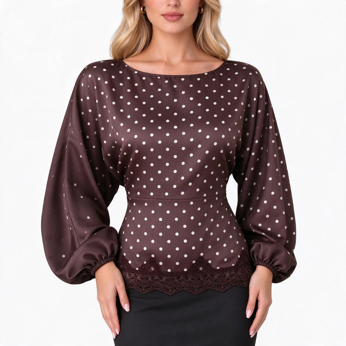 Solvane - Long Sleeve Boat Neck Women Blouse