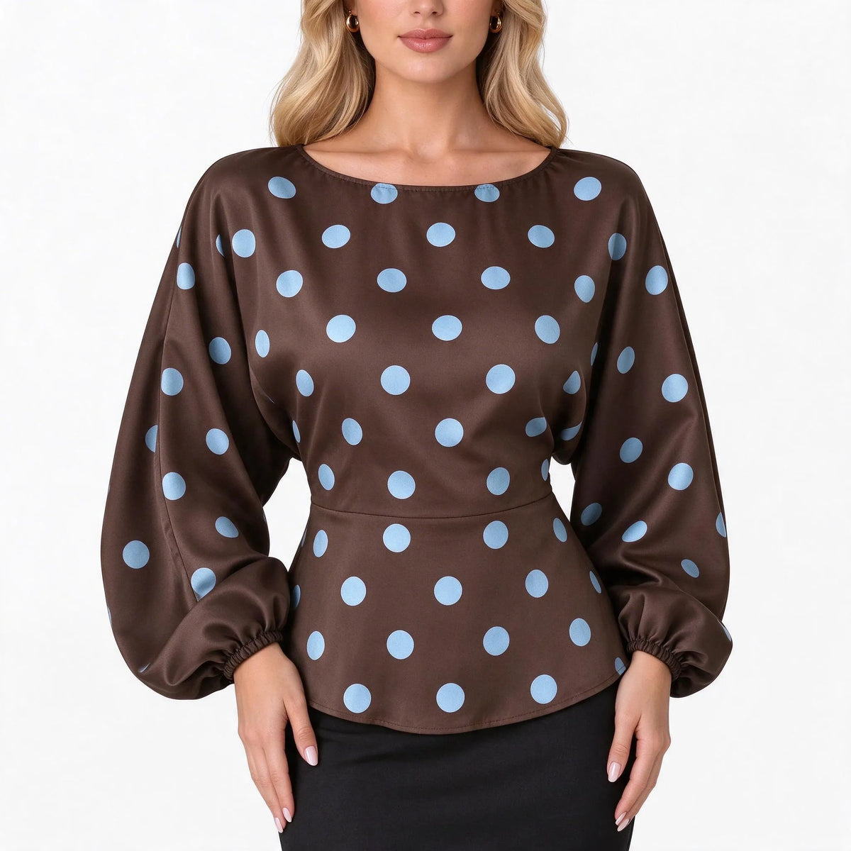 Solvane - Long Sleeve Boat Neck Women Blouse