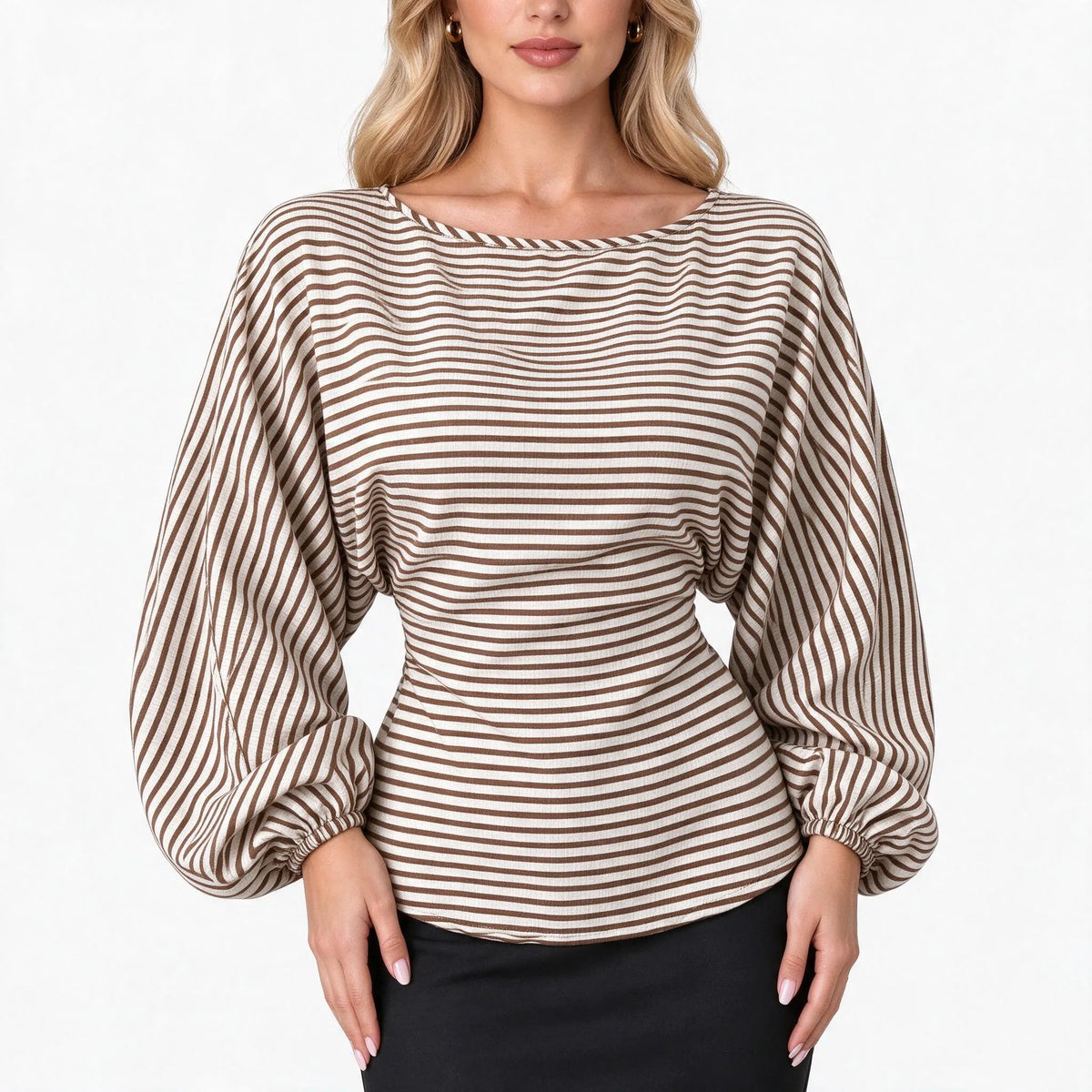 Solvane - Long Sleeve Boat Neck Women Blouse