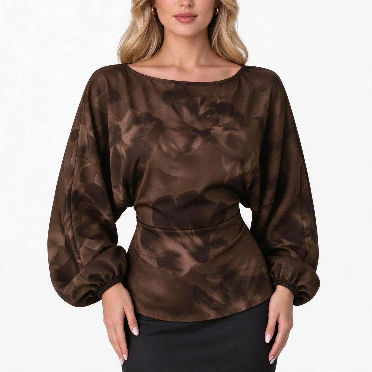 Solvane - Long Sleeve Boat Neck Women Blouse