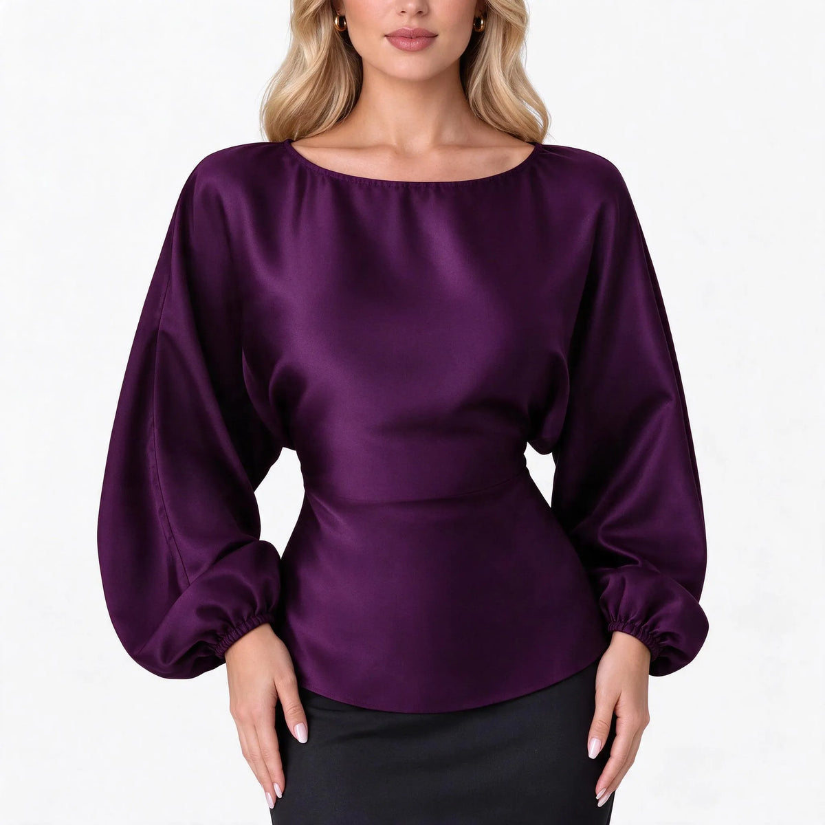 Solvane - Long Sleeve Boat Neck Women Blouse